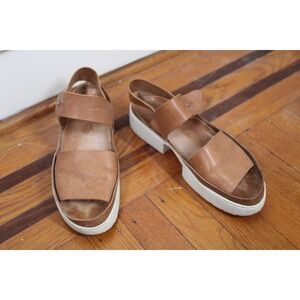 Trippen 39 9 Platform Sandals Brown Leather Buckle Strap Germany